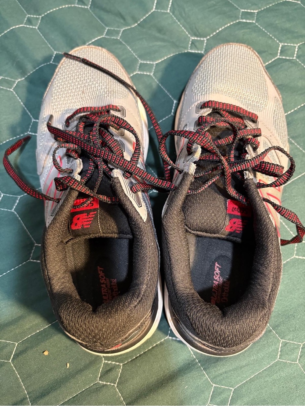 New Balance Men’s Gray, Black and Red Athletic Sneakers